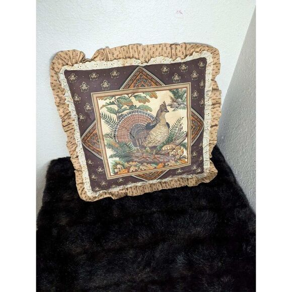 Decorative Pillow Pheasant bird  Lace Shabby Chic - Picture 1 of 4